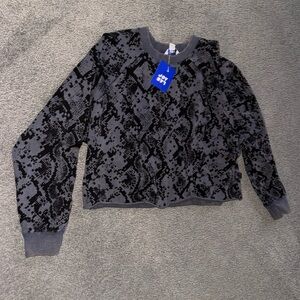 JoyLab Crewneck Crop. Urban Camo Style/Raw Hem/Distressed Neck & Cuffs. Size L.